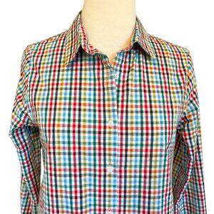 Leylie 100% Cotton Poplin Spring Plaid Long Sleeve Boyfriend Button Down Shirt